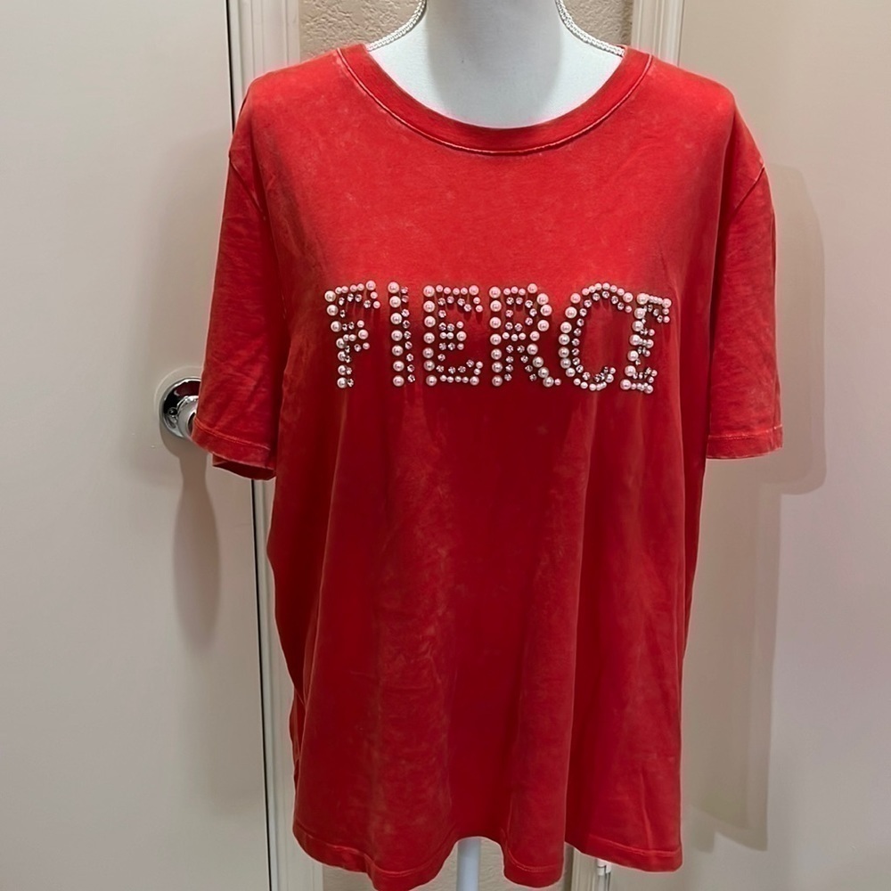 Forever 21 plus acid rinse fierce embellished tee